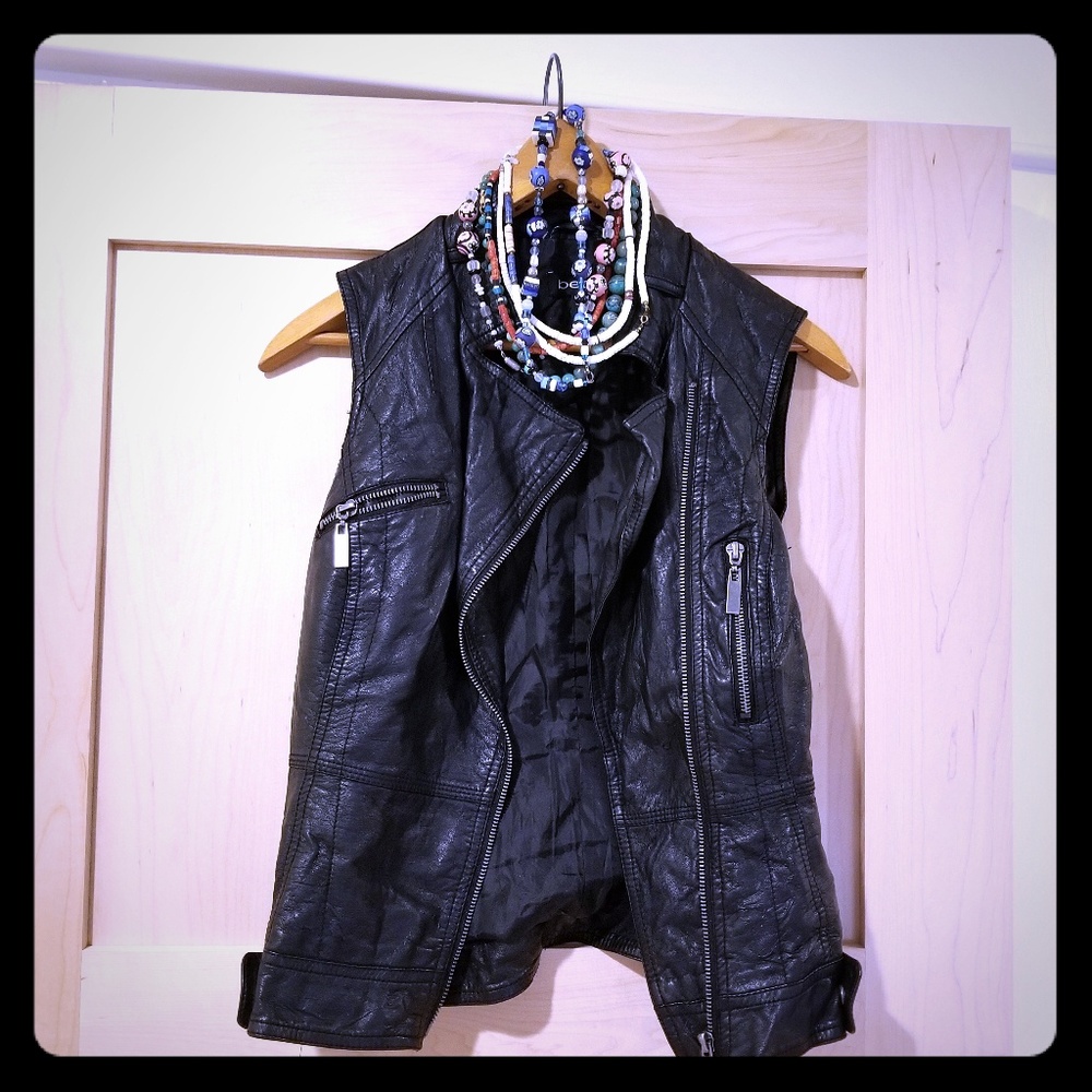 Leather motorcycle vest